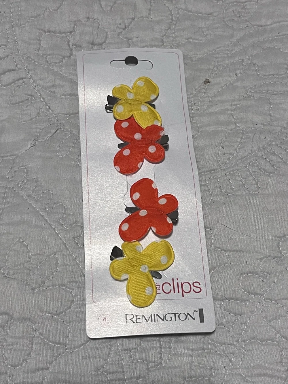 Remington Yellow & orange Polka Dot butterfly Hair Clips - 4 Pack